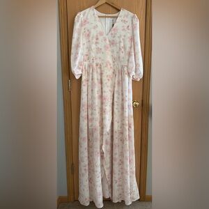 MOOYIUS NWT Rose Floral Romantic Cottagecore Chiffon Maxi Dress Women’s Size M